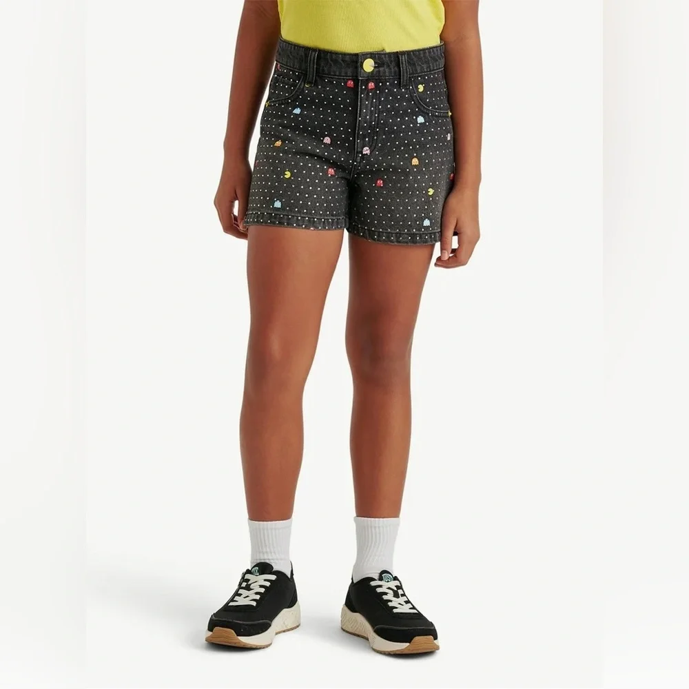 Justice girls pacman embellished denim shorts size 8